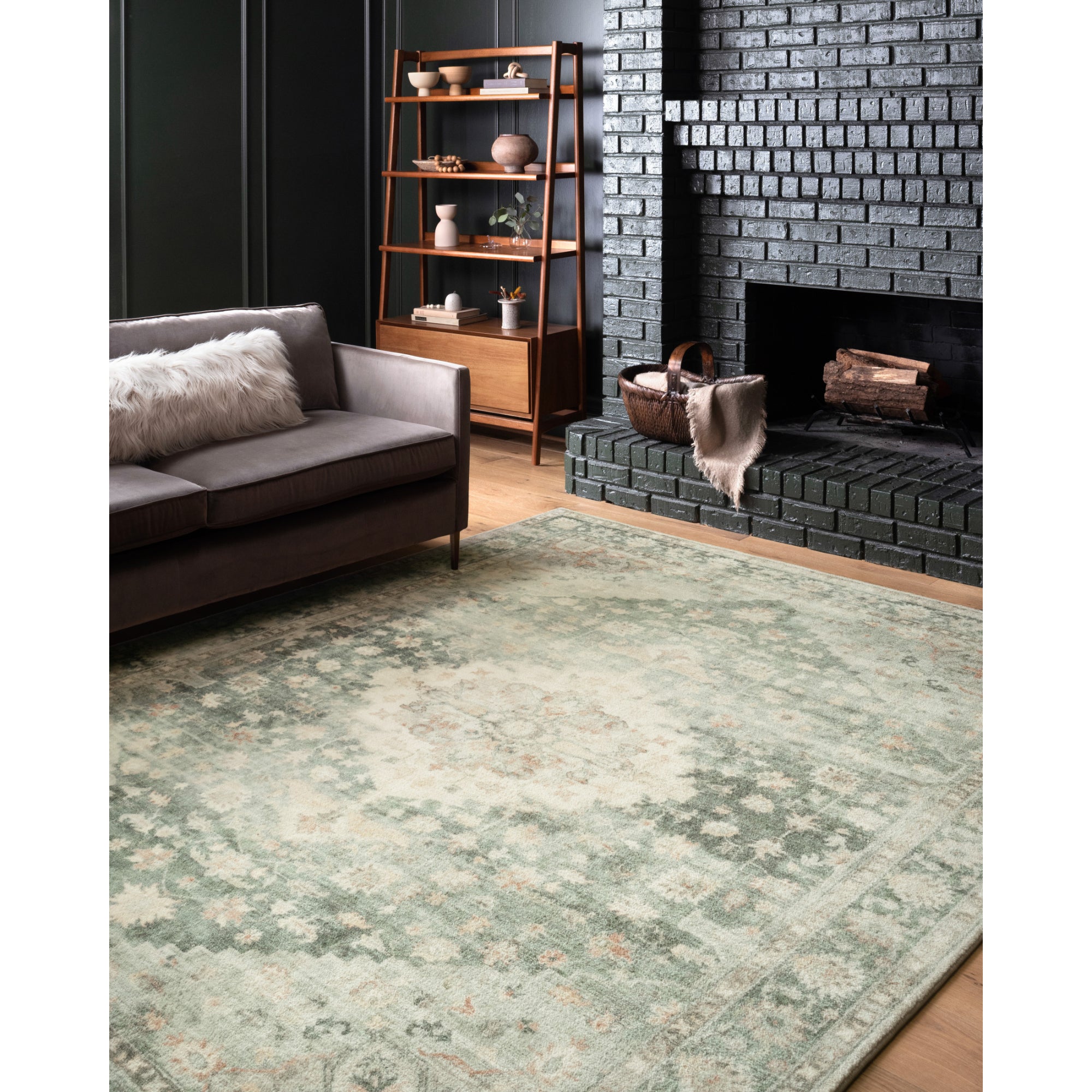 Loloi Rosette Teal/Ivory Rug