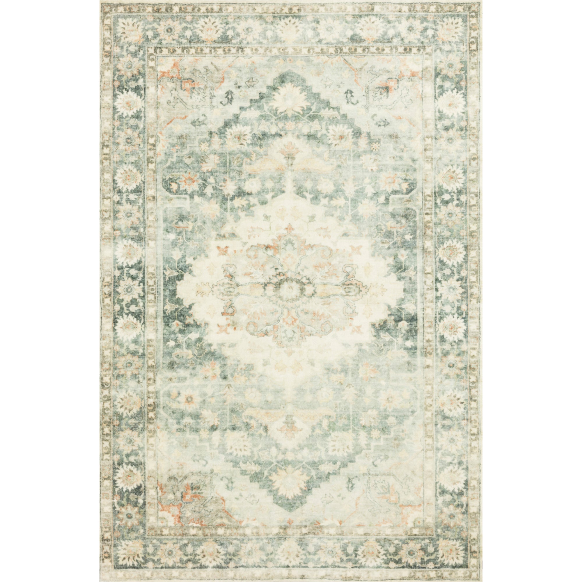Loloi Rosette Teal/Ivory Rug
