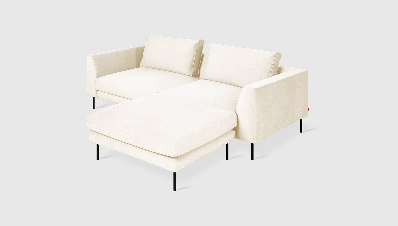 Renfrew Loft Bi-Sectional Merino Cream / BlackSectional Gus*  Merino Cream Black  Four Hands, Mid Century Modern Furniture, Old Bones Furniture Company, Old Bones Co, Modern Mid Century, Designer Furniture, https://www.oldbonesco.com/