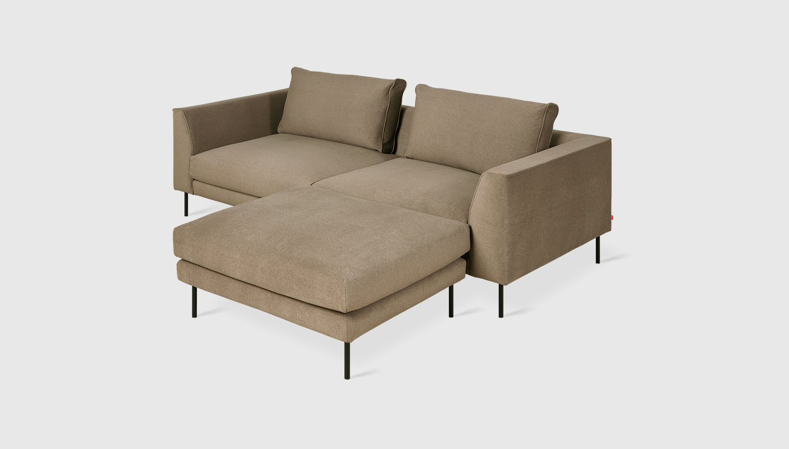 Renfrew Loft Bi-Sectional Merino Mocha / BlackSectional Gus*  Merino Mocha Black  Four Hands, Mid Century Modern Furniture, Old Bones Furniture Company, Old Bones Co, Modern Mid Century, Designer Furniture, https://www.oldbonesco.com/