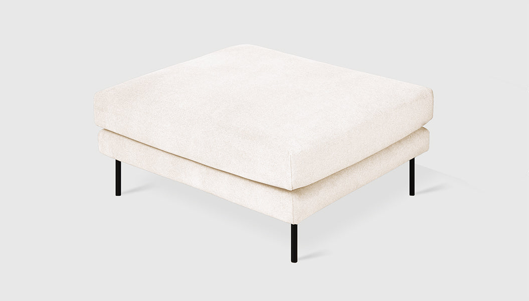 Renfrew Ottoman Merino Cream / BlackOttoman Gus*  Merino Cream Black  Four Hands, Mid Century Modern Furniture, Old Bones Furniture Company, Old Bones Co, Modern Mid Century, Designer Furniture, https://www.oldbonesco.com/