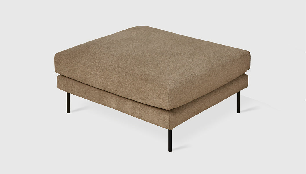 Renfrew Ottoman Merino Mocha / BlackOttoman Gus*  Merino Mocha Black  Four Hands, Mid Century Modern Furniture, Old Bones Furniture Company, Old Bones Co, Modern Mid Century, Designer Furniture, https://www.oldbonesco.com/