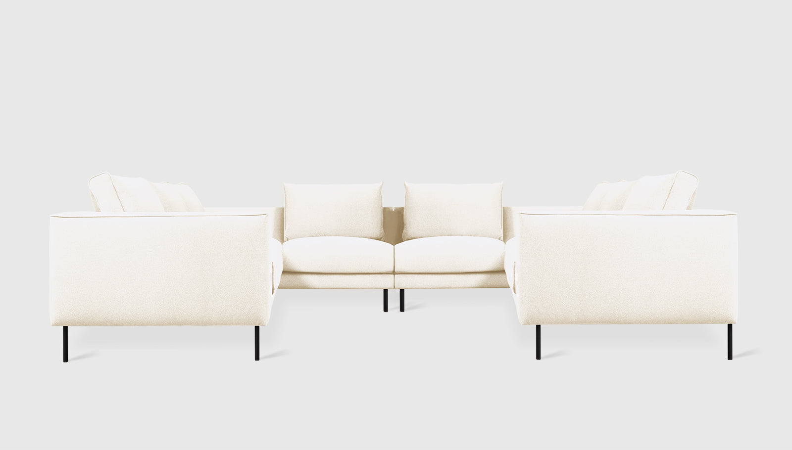 Renfrew U-Shaped Sectional Merino Cream / BlackSectional Sofa Gus*  Merino Cream Black  Four Hands, Mid Century Modern Furniture, Old Bones Furniture Company, Old Bones Co, Modern Mid Century, Designer Furniture, https://www.oldbonesco.com/