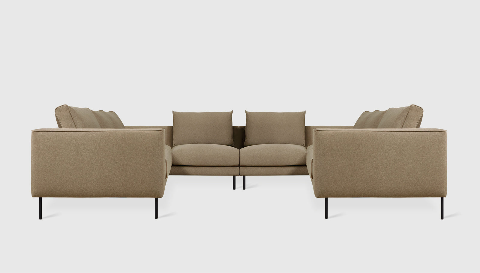 Renfrew U-Shaped Sectional Merino Mocha / BlackSectional Sofa Gus*  Merino Mocha Black  Four Hands, Mid Century Modern Furniture, Old Bones Furniture Company, Old Bones Co, Modern Mid Century, Designer Furniture, https://www.oldbonesco.com/