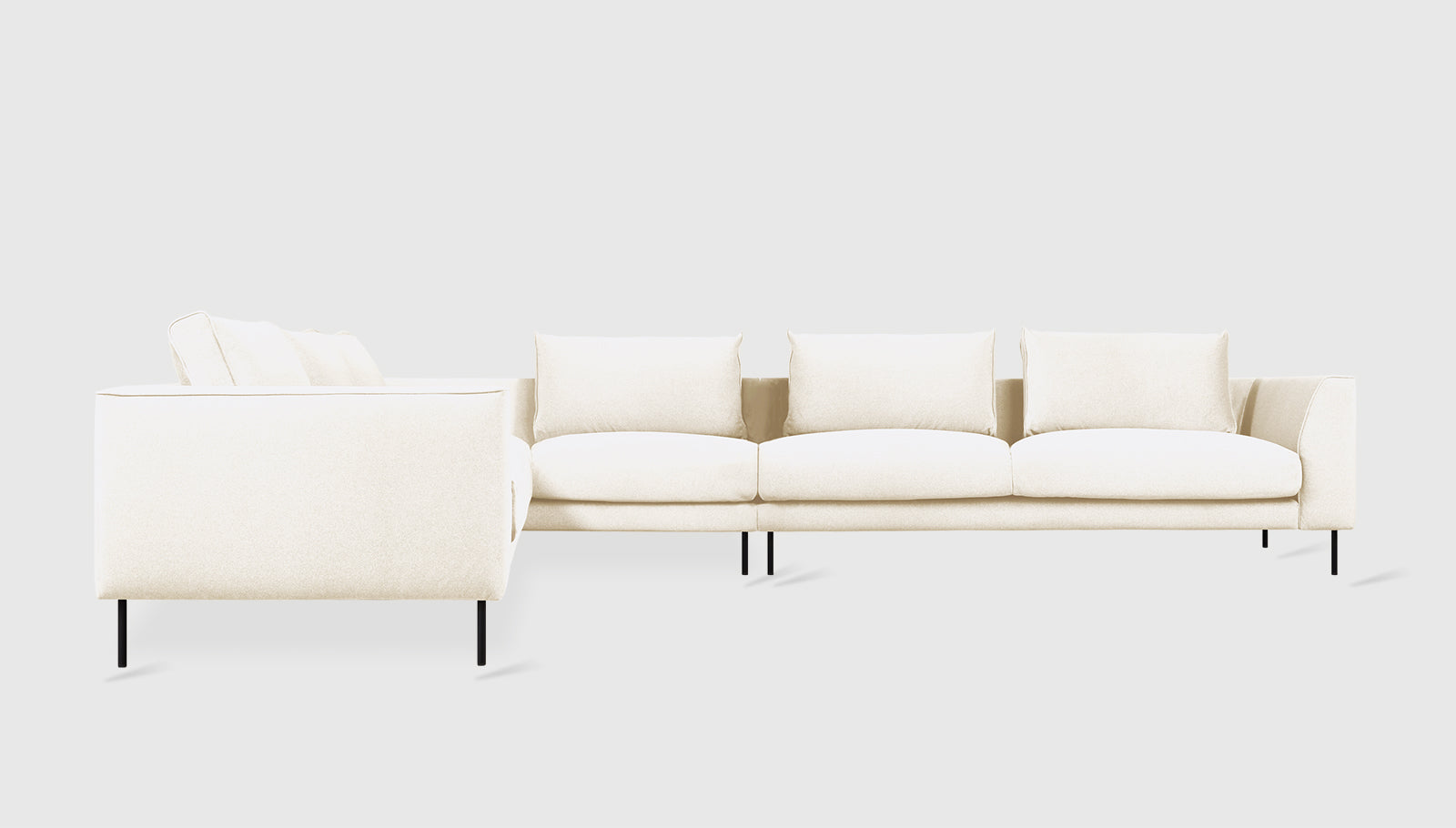 Renfrew XL Sectional Merino Cream / Black / Left FacingSectional Sofa Gus*  Merino Cream Black Left Facing Four Hands, Mid Century Modern Furniture, Old Bones Furniture Company, Old Bones Co, Modern Mid Century, Designer Furniture, https://www.oldbonesco.com/