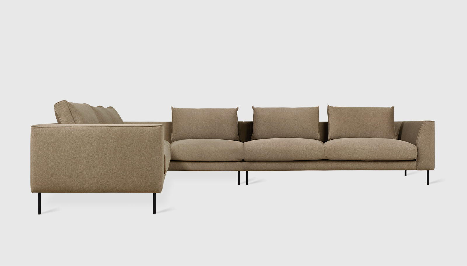 Renfrew XL Sectional Merino Mocha / Black / Left FacingSectional Sofa Gus*  Merino Mocha Black Left Facing Four Hands, Mid Century Modern Furniture, Old Bones Furniture Company, Old Bones Co, Modern Mid Century, Designer Furniture, https://www.oldbonesco.com/