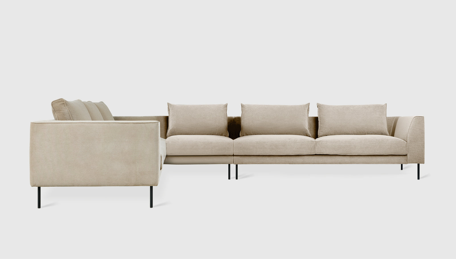 Renfrew XL Sectional Mersey Caribou / Black / Left FacingSectional Sofa Gus*  Mersey Caribou Black Left Facing Four Hands, Mid Century Modern Furniture, Old Bones Furniture Company, Old Bones Co, Modern Mid Century, Designer Furniture, https://www.oldbonesco.com/