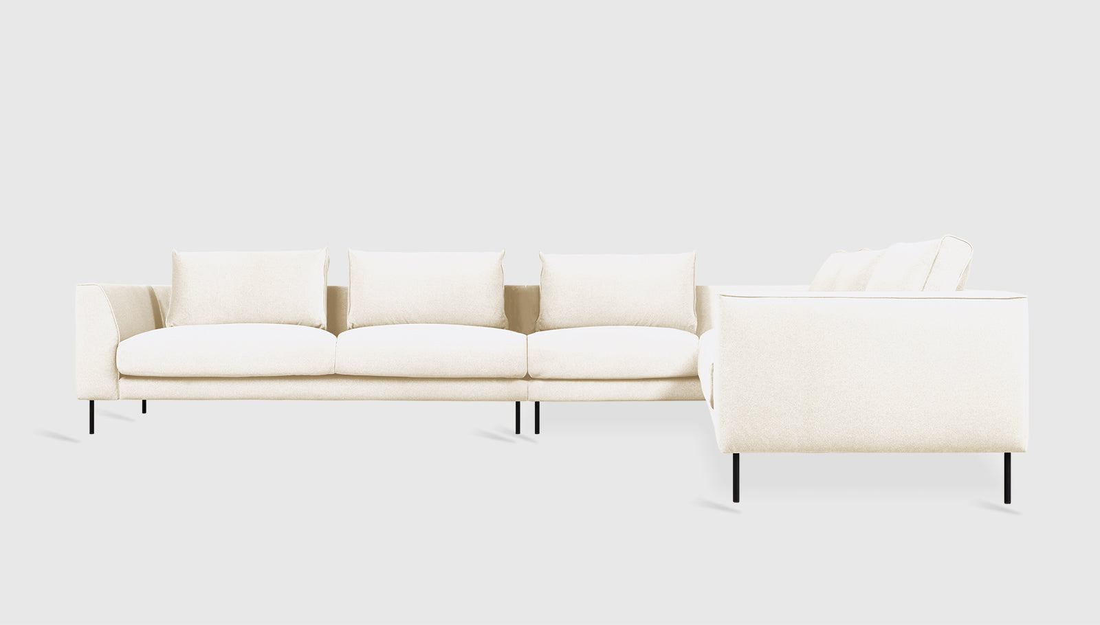 Renfrew XL Sectional Merino Cream / Black / Right FacingSectional Sofa Gus*  Merino Cream Black Right Facing Four Hands, Mid Century Modern Furniture, Old Bones Furniture Company, Old Bones Co, Modern Mid Century, Designer Furniture, https://www.oldbonesco.com/