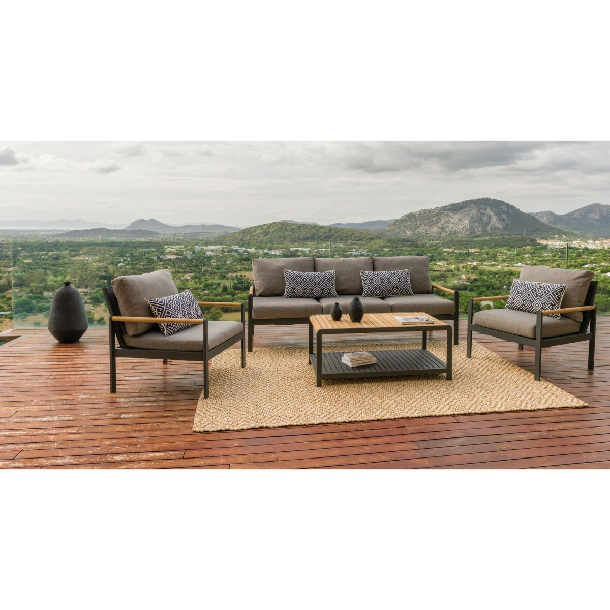 Amber Sofa Teak and Aluminum Chair