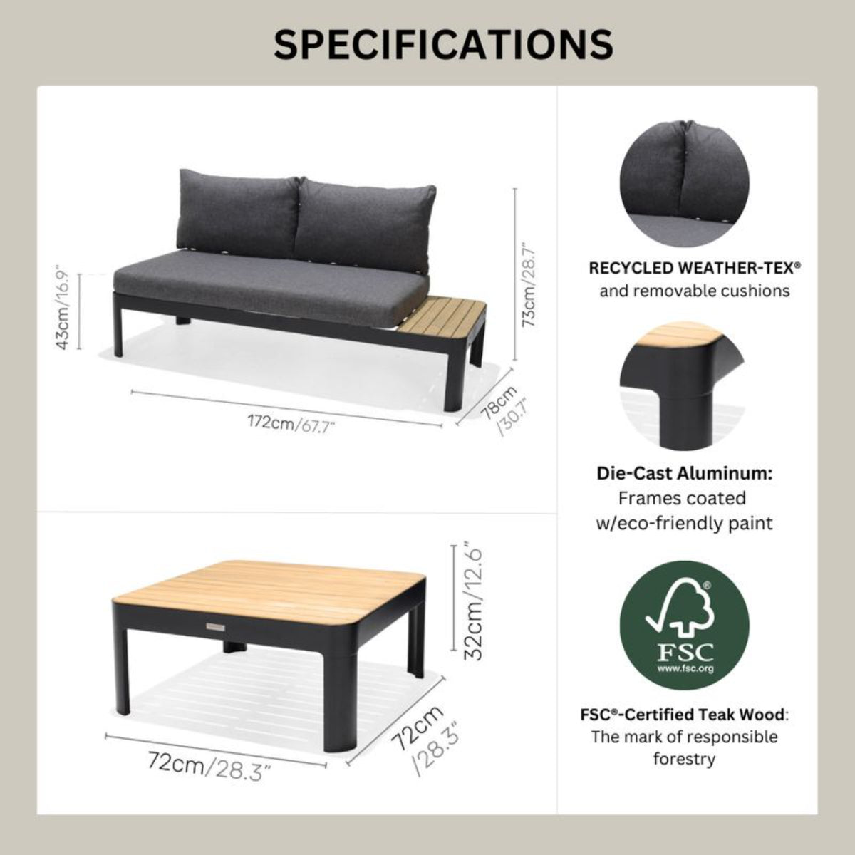 Portals Dark 2-Seat Sofa