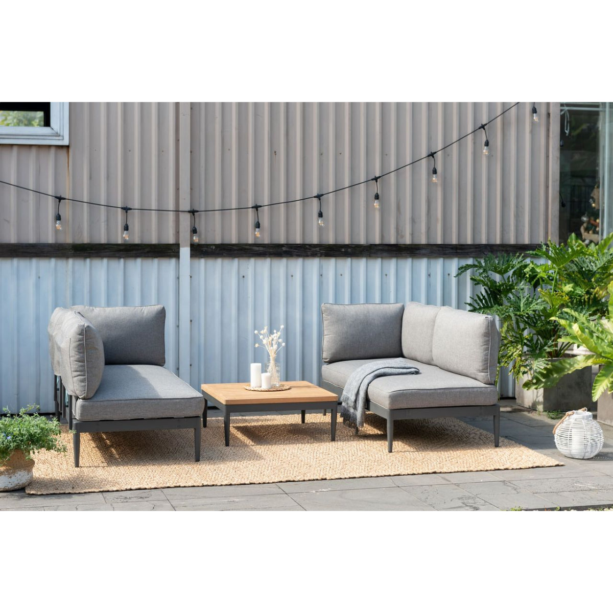 Topaz Teak Wood and Aluminium Modular Corner 2-Seater Sofa