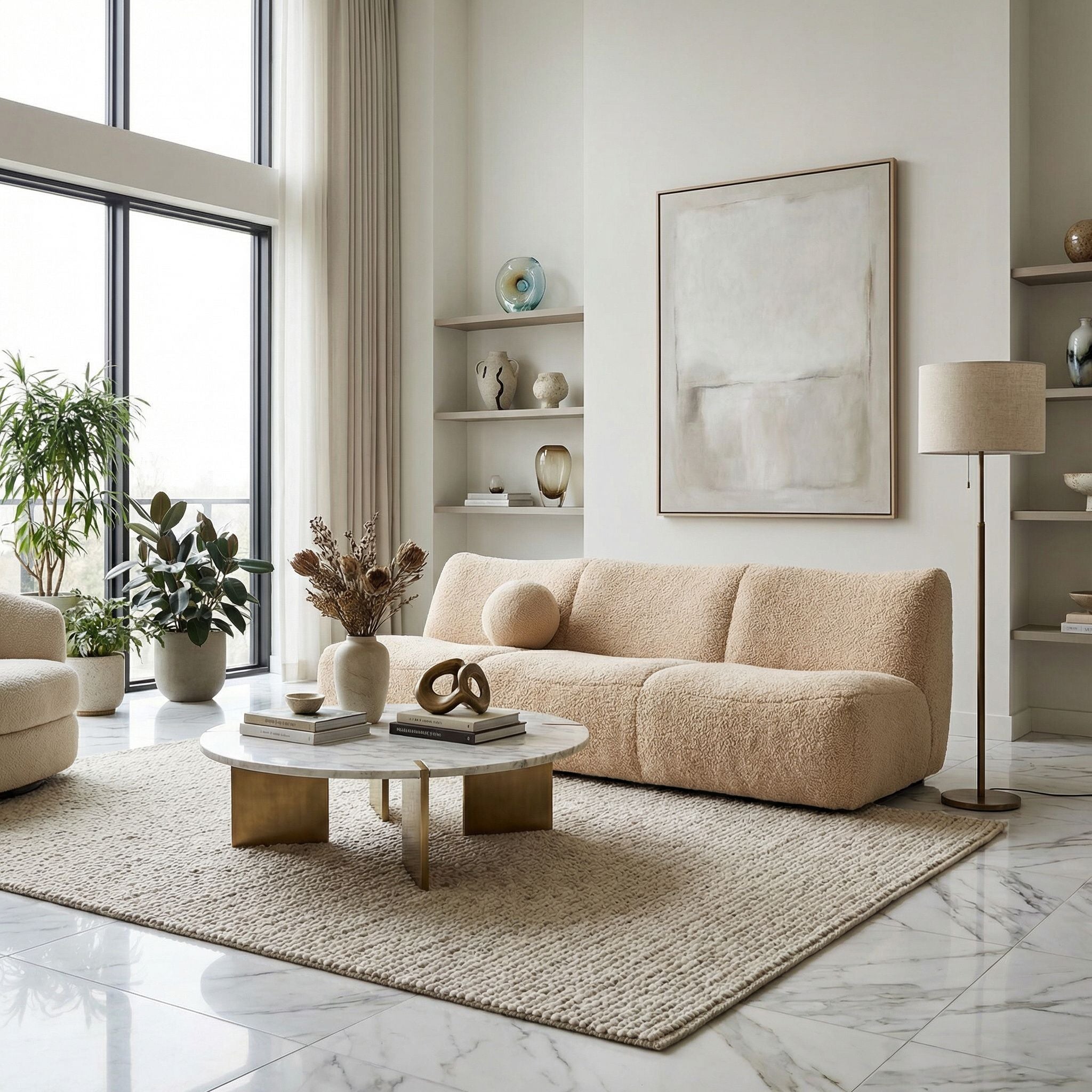 McClain Camel Fabric 3 Seater Sofa