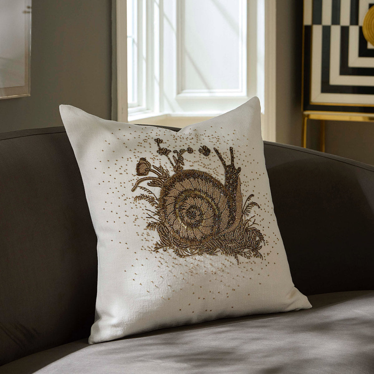Botanist Snail Beaded Pillow
