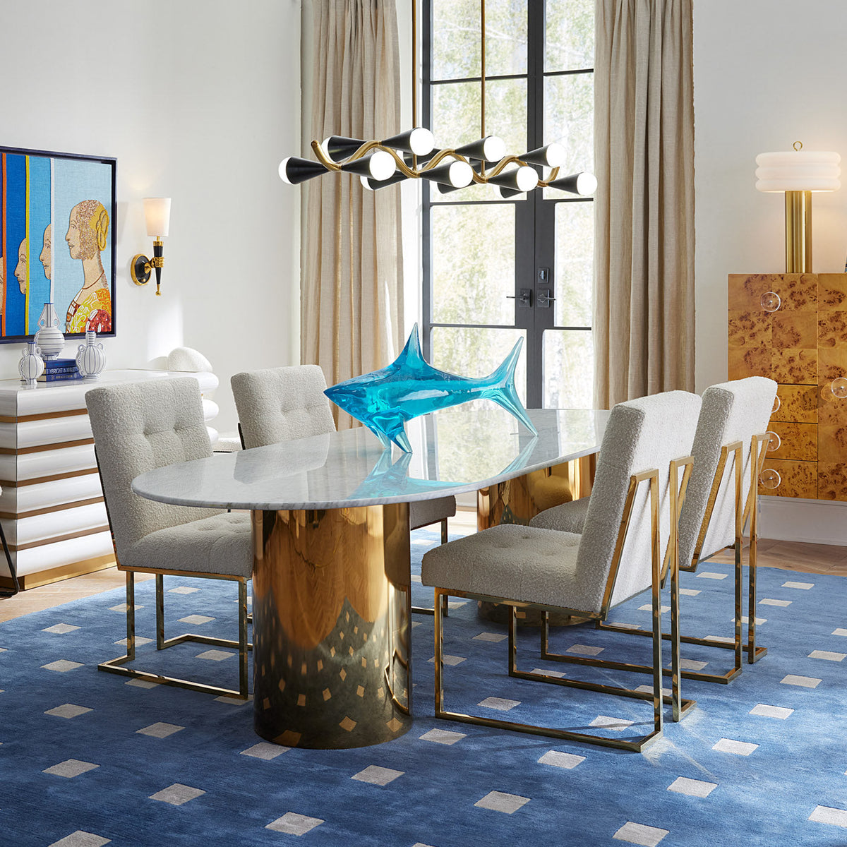 Small Squares Hand-Knotted Rug