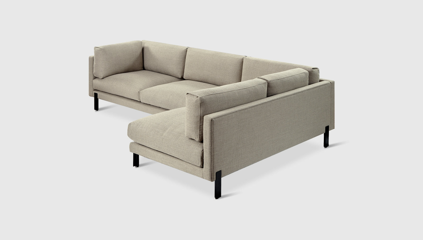 Silverlake Sectional Andorra Almond / Black / Right FacingSectional Sofa Gus*  Andorra Almond Black Right Facing Four Hands, Mid Century Modern Furniture, Old Bones Furniture Company, Old Bones Co, Modern Mid Century, Designer Furniture, https://www.oldbonesco.com/