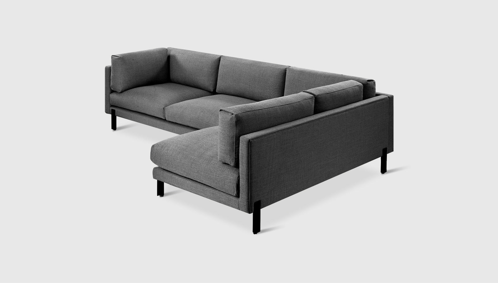 Silverlake Sectional Andorra Pewter / Black / Right FacingSectional Sofa Gus*  Andorra Pewter Black Right Facing Four Hands, Mid Century Modern Furniture, Old Bones Furniture Company, Old Bones Co, Modern Mid Century, Designer Furniture, https://www.oldbonesco.com/