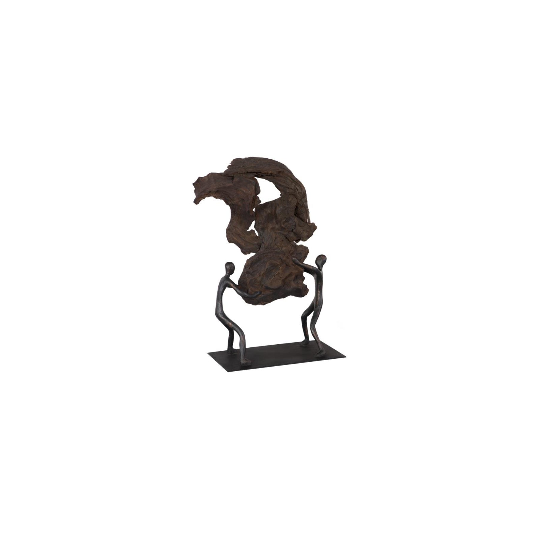 Atlas Balancing Wood Tabletop Sculpture
