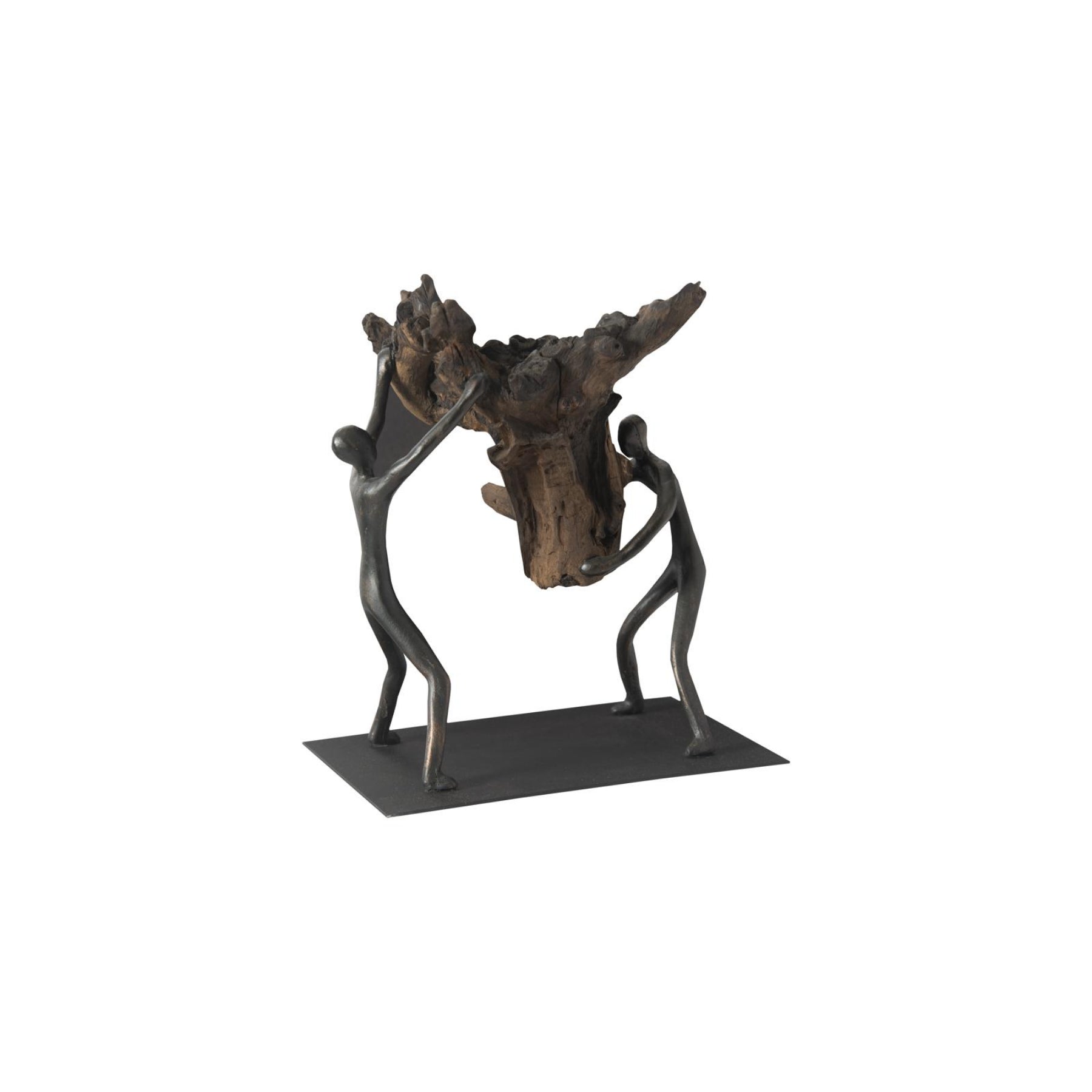 Atlas Balancing Wood Tabletop Sculpture