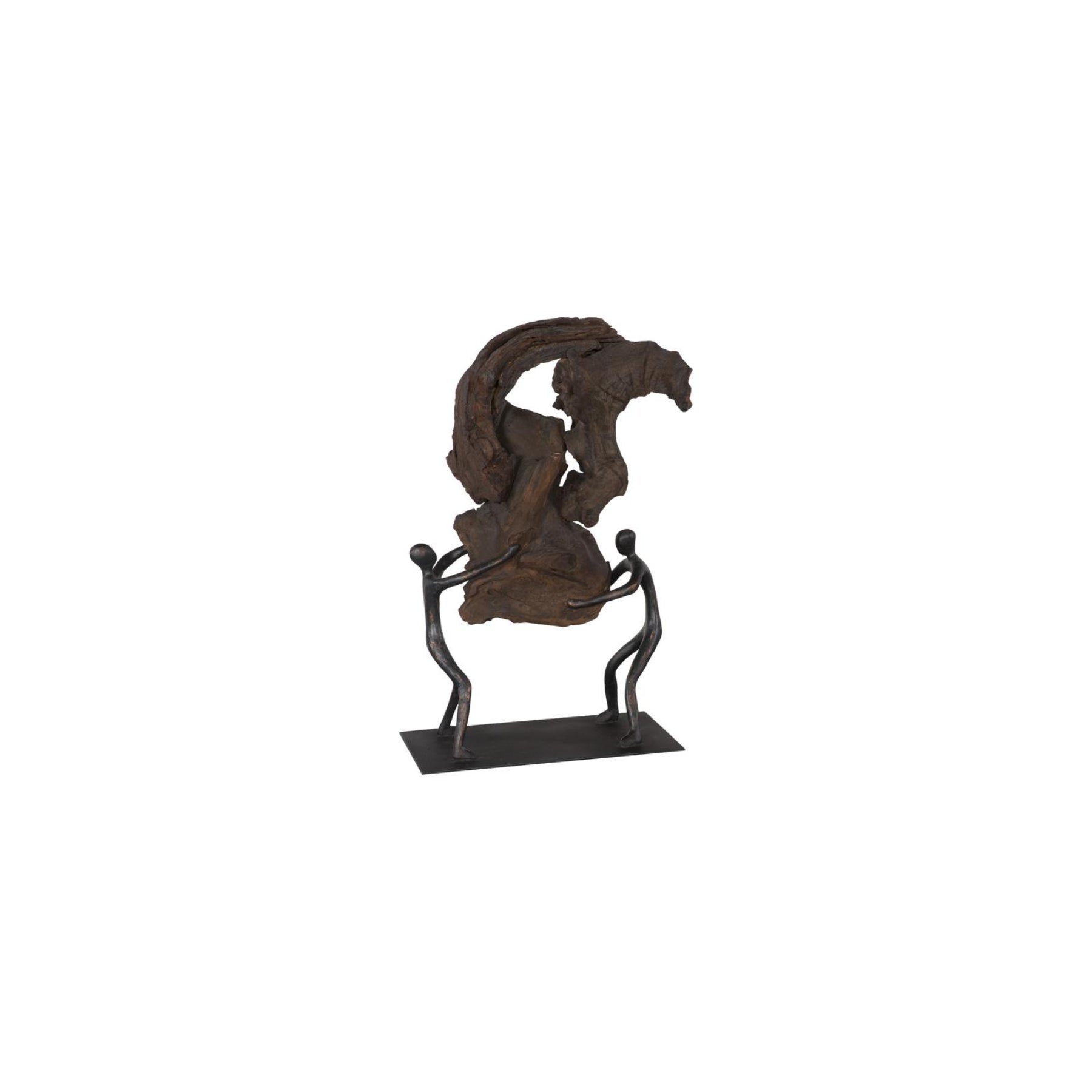 Atlas Balancing Wood Tabletop Sculpture