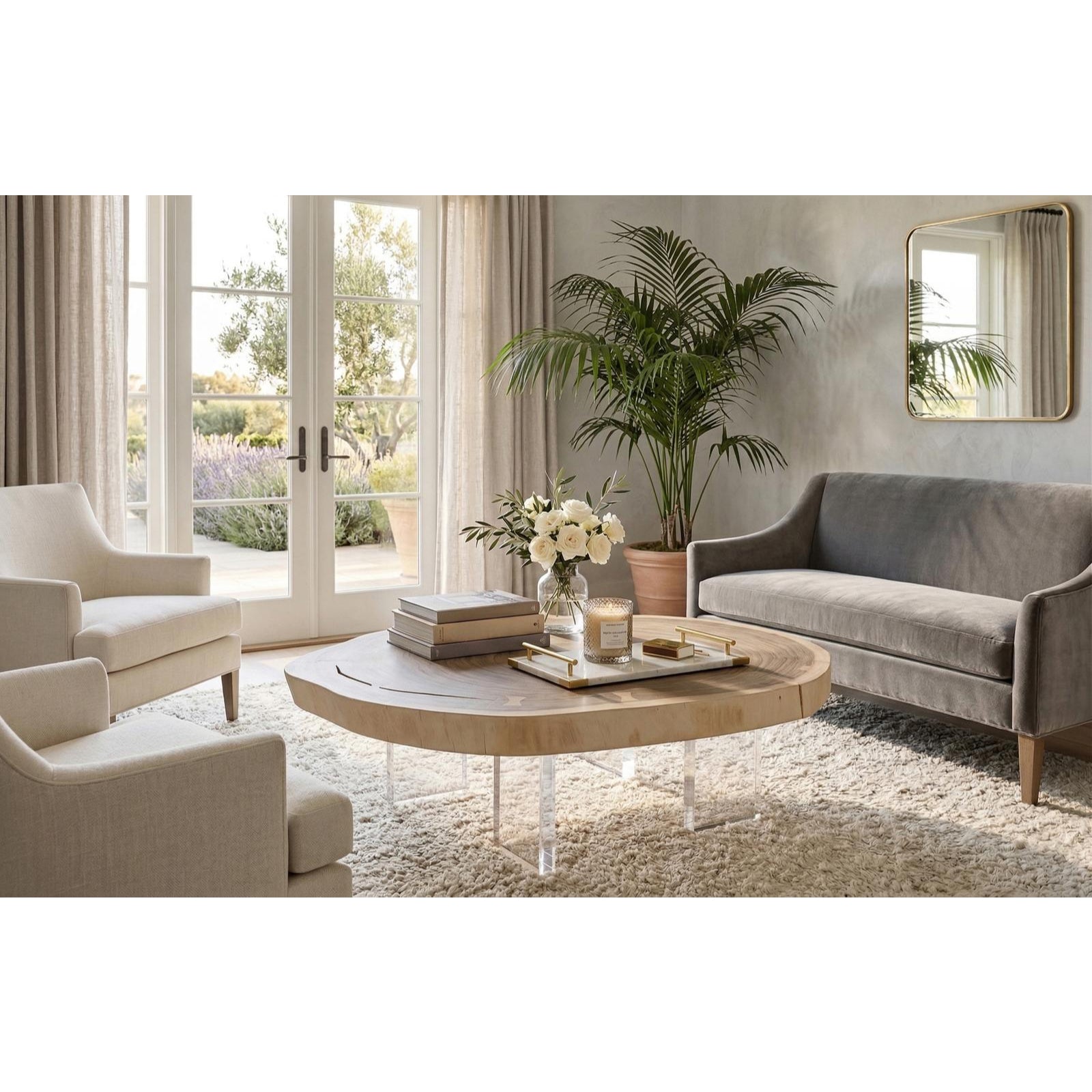 Floating Coffee Table with Acrylic Legs