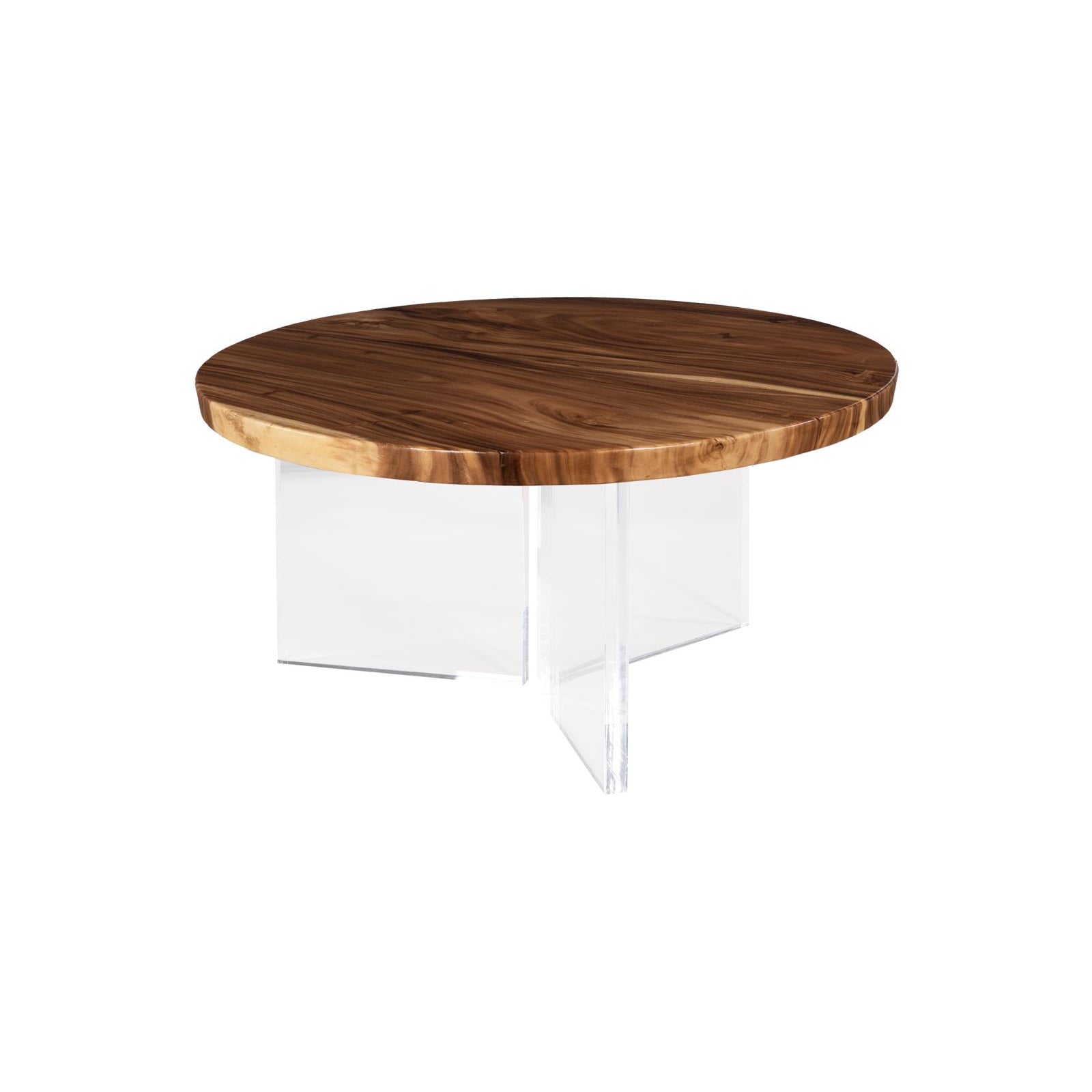 Floating Round Dining Table with Acrylic Legs - Natural