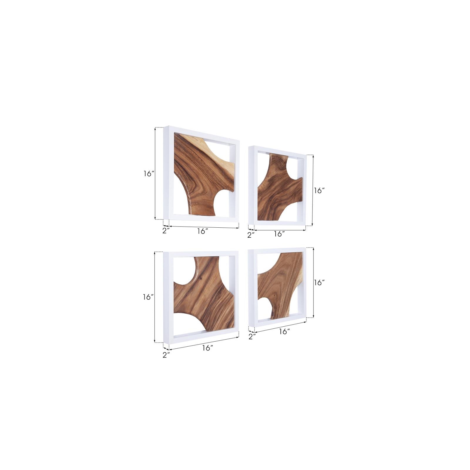 Framed Slice White Frame Wall Tile - Set of 4