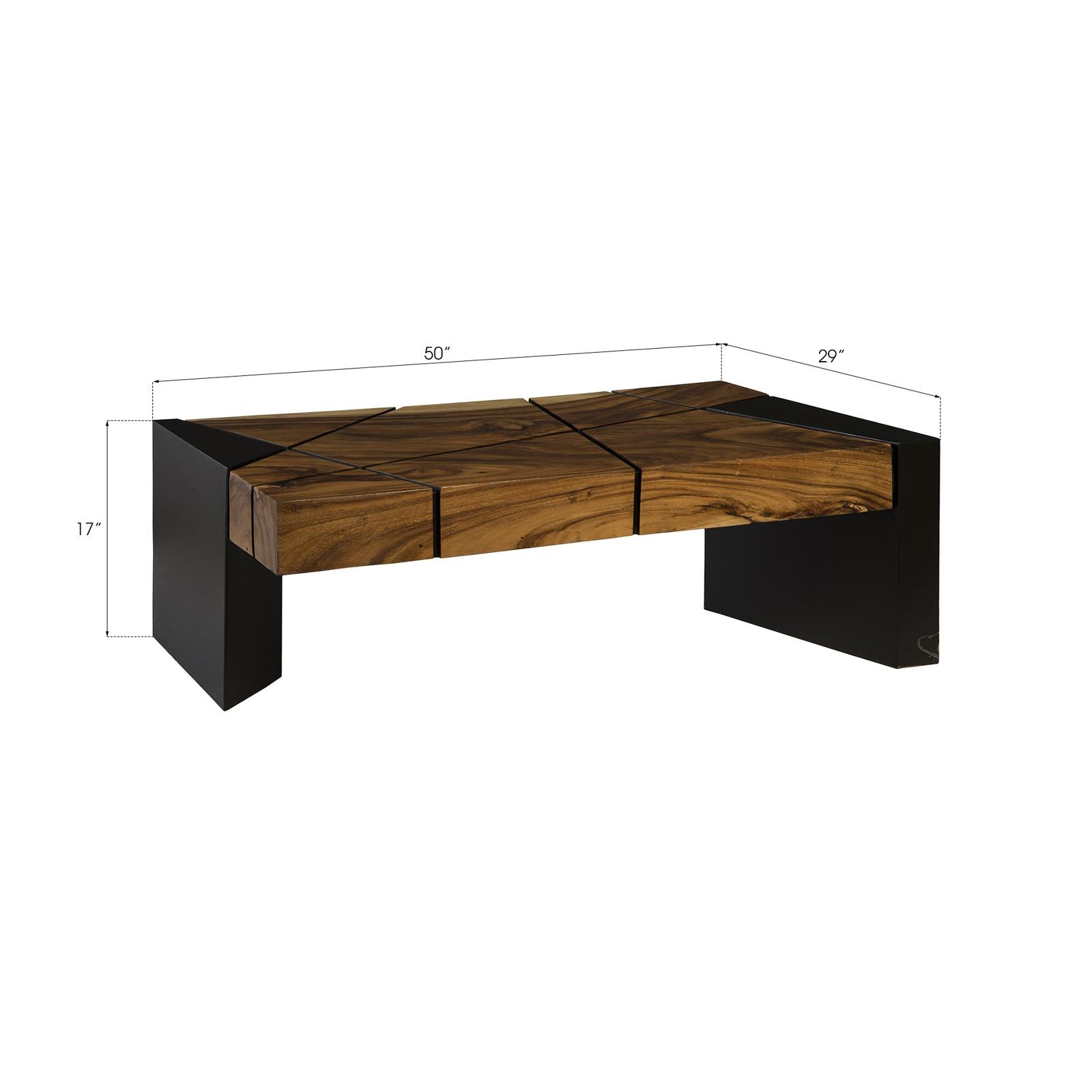 Criss Cross Coffee Table on Black Iron Legs