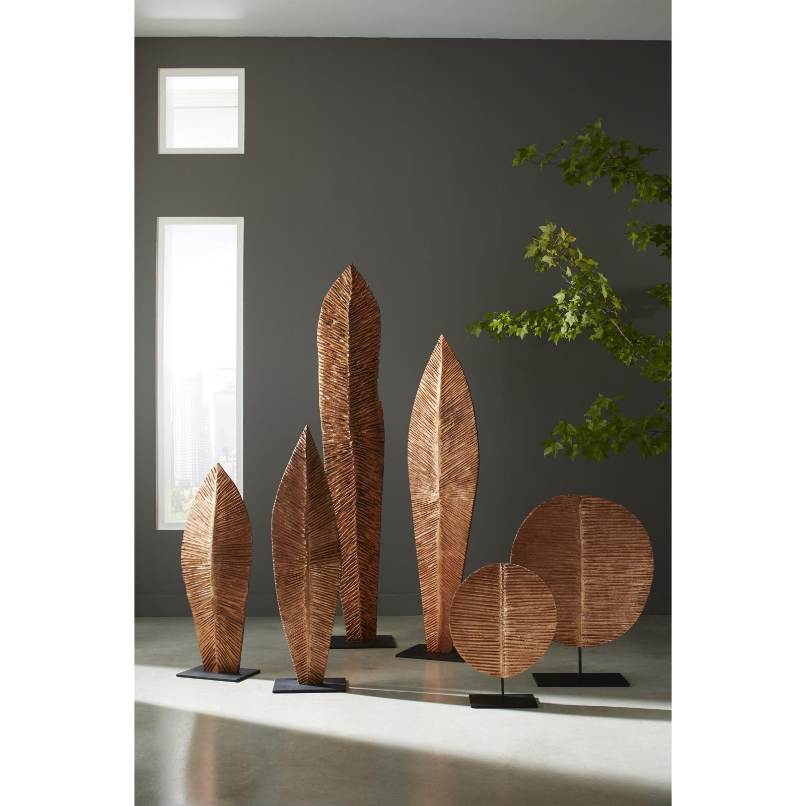 Carved Leaf on Stand - Copper Leaf