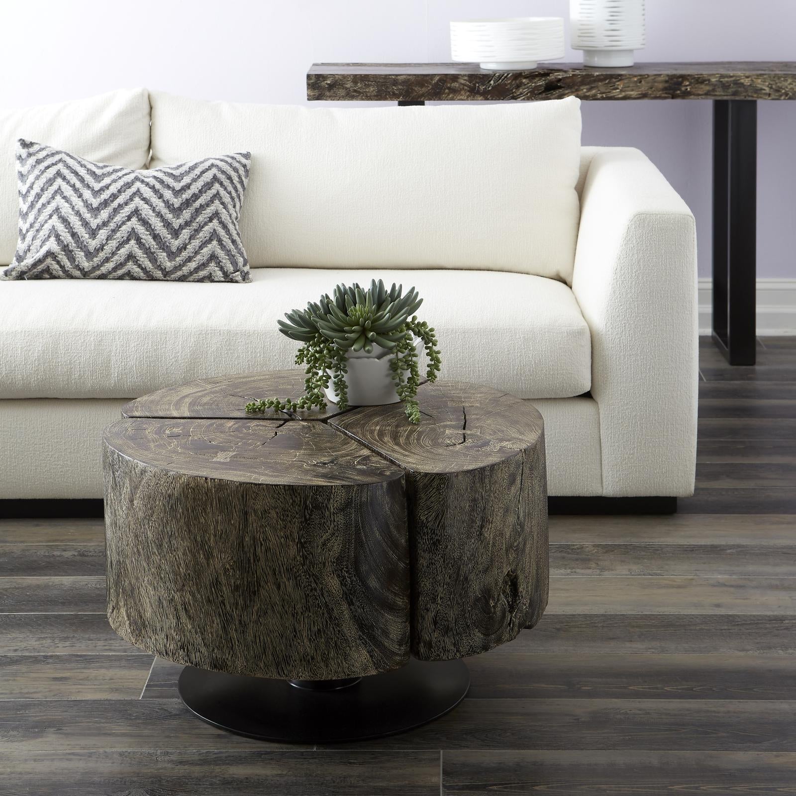 Clover Wood with Metal Base Coffee Table