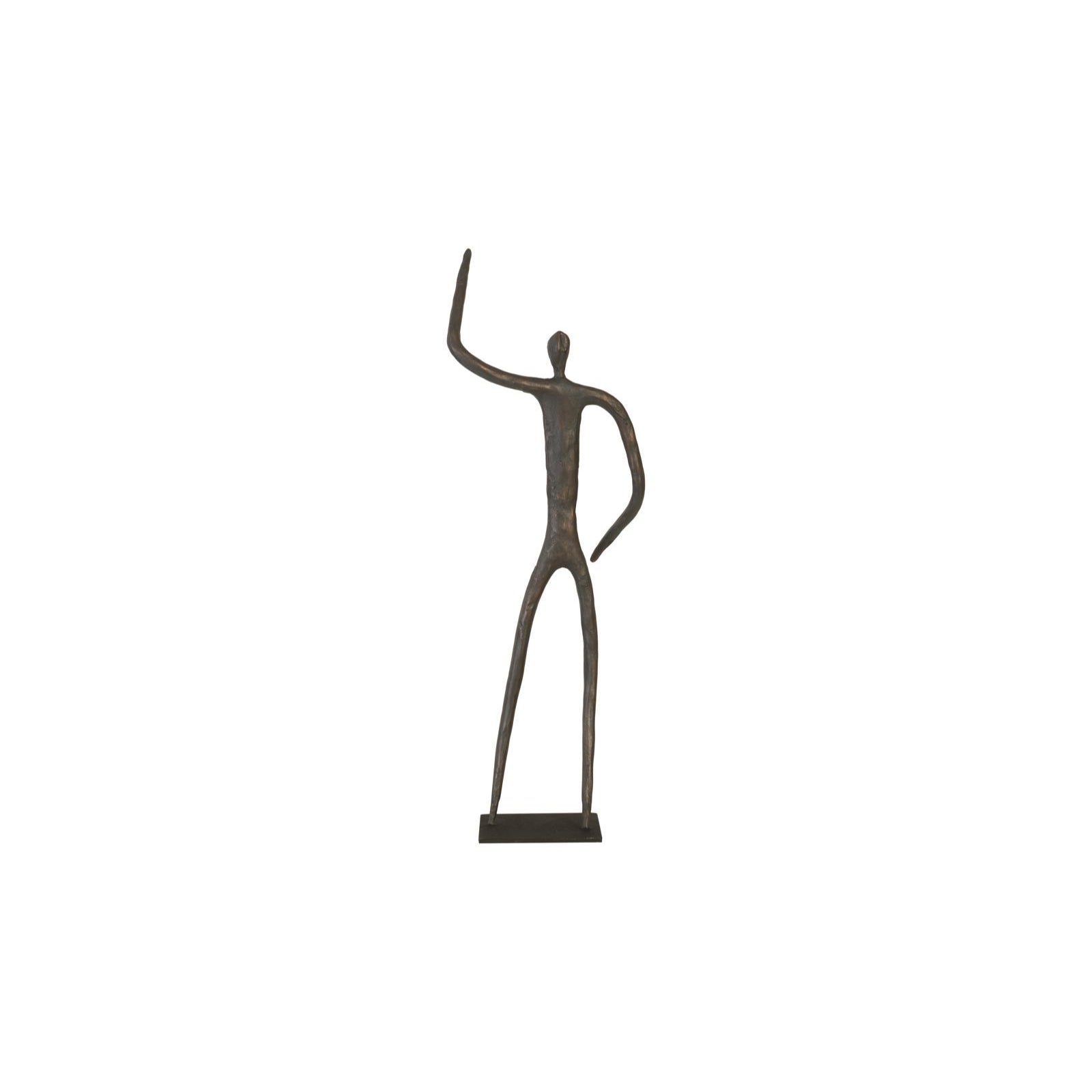 Abstract Figure on Metal Base with Arm Up - Bronze Finish
