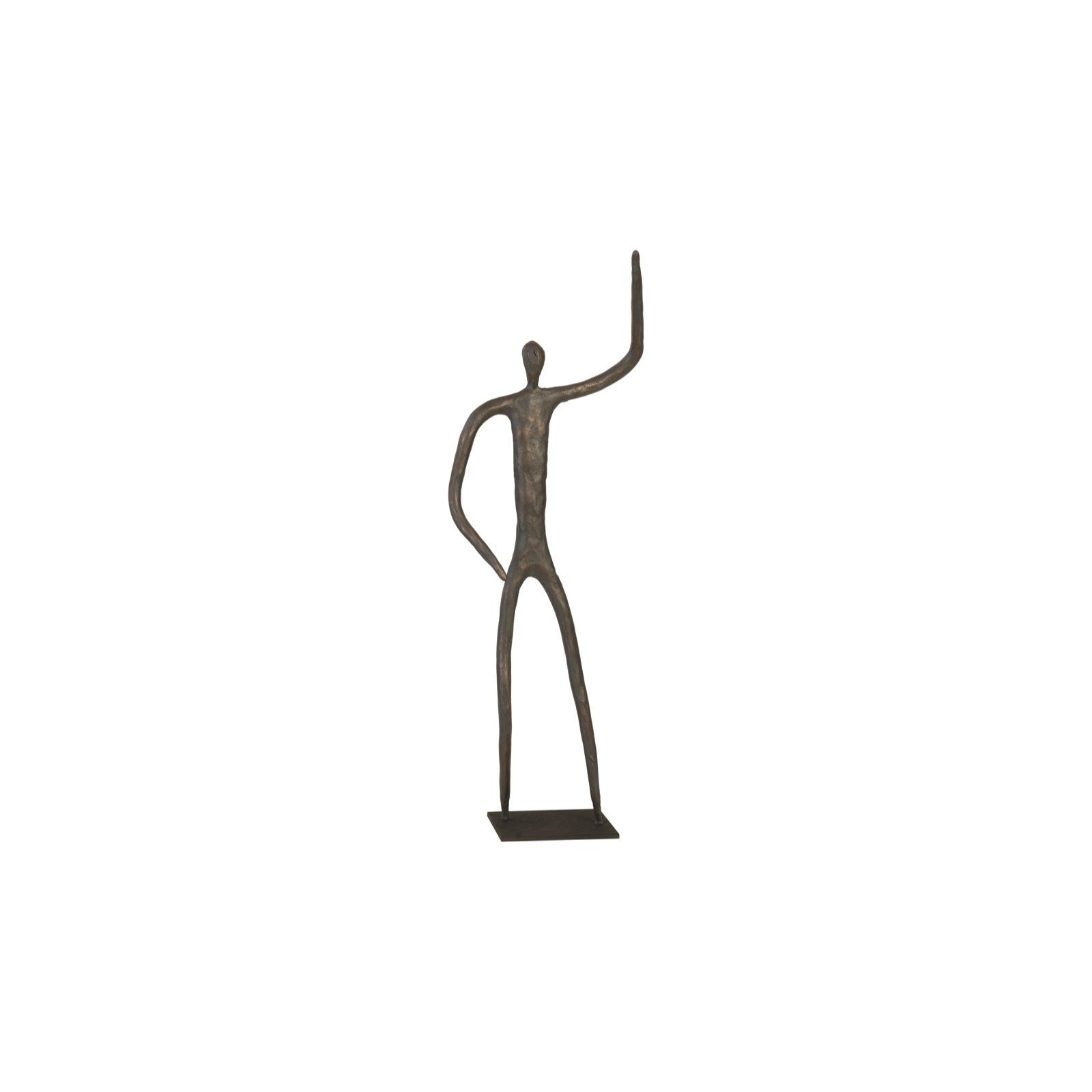 Abstract Figure on Metal Base with Arm Up - Bronze Finish