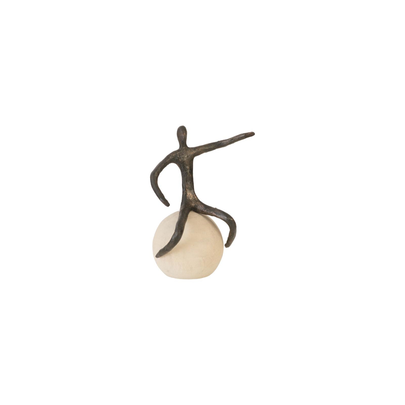 Abstract Figure on Bleached Wood Base with Extended Straight Arm