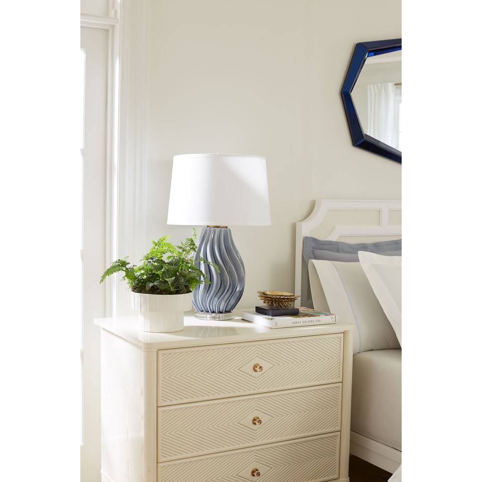 Tulum Lamp with Shade 17-inch White Linen with Gold