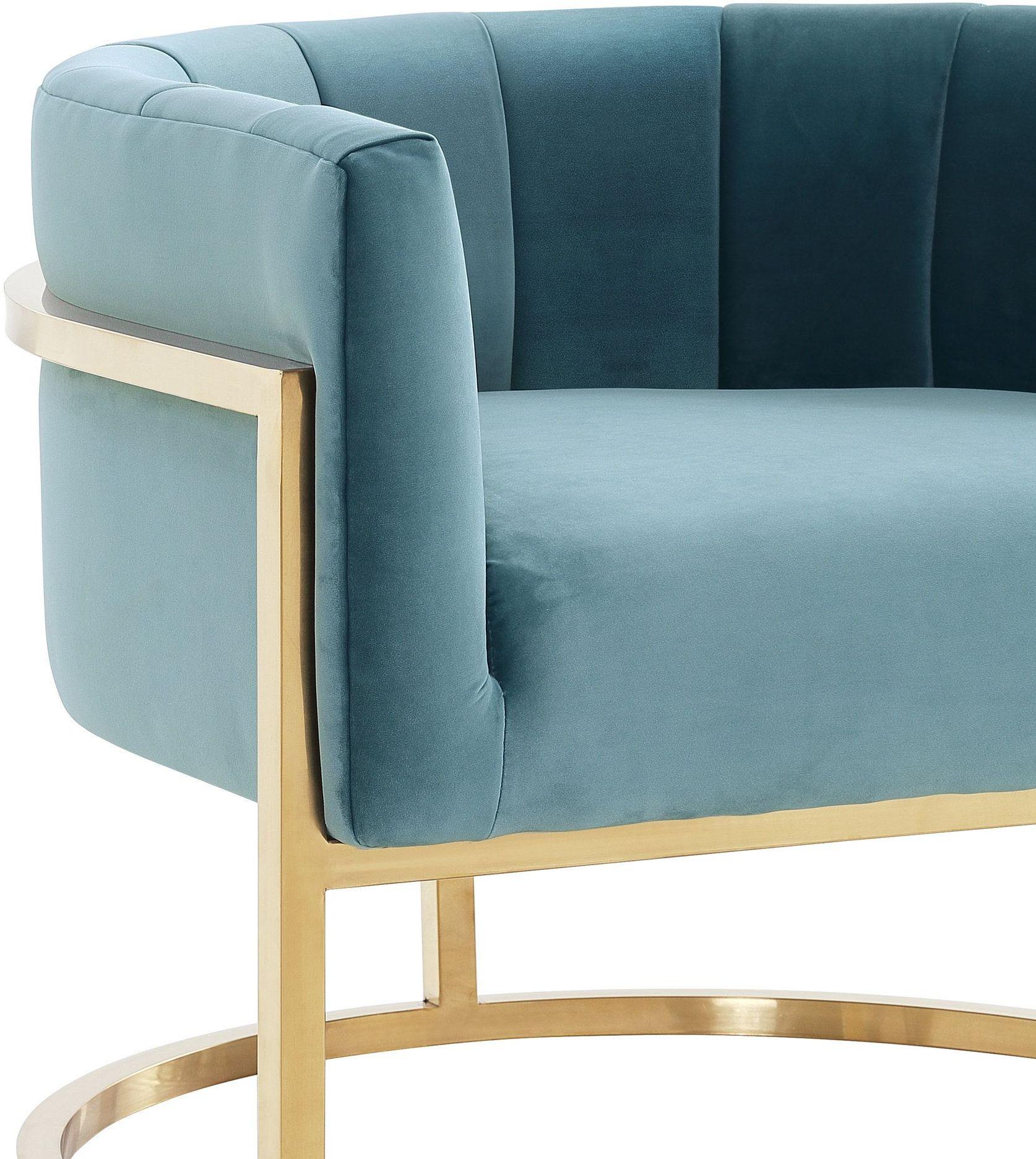 TOV Furniture Magnolia Chair with Gold Base Sea Blue