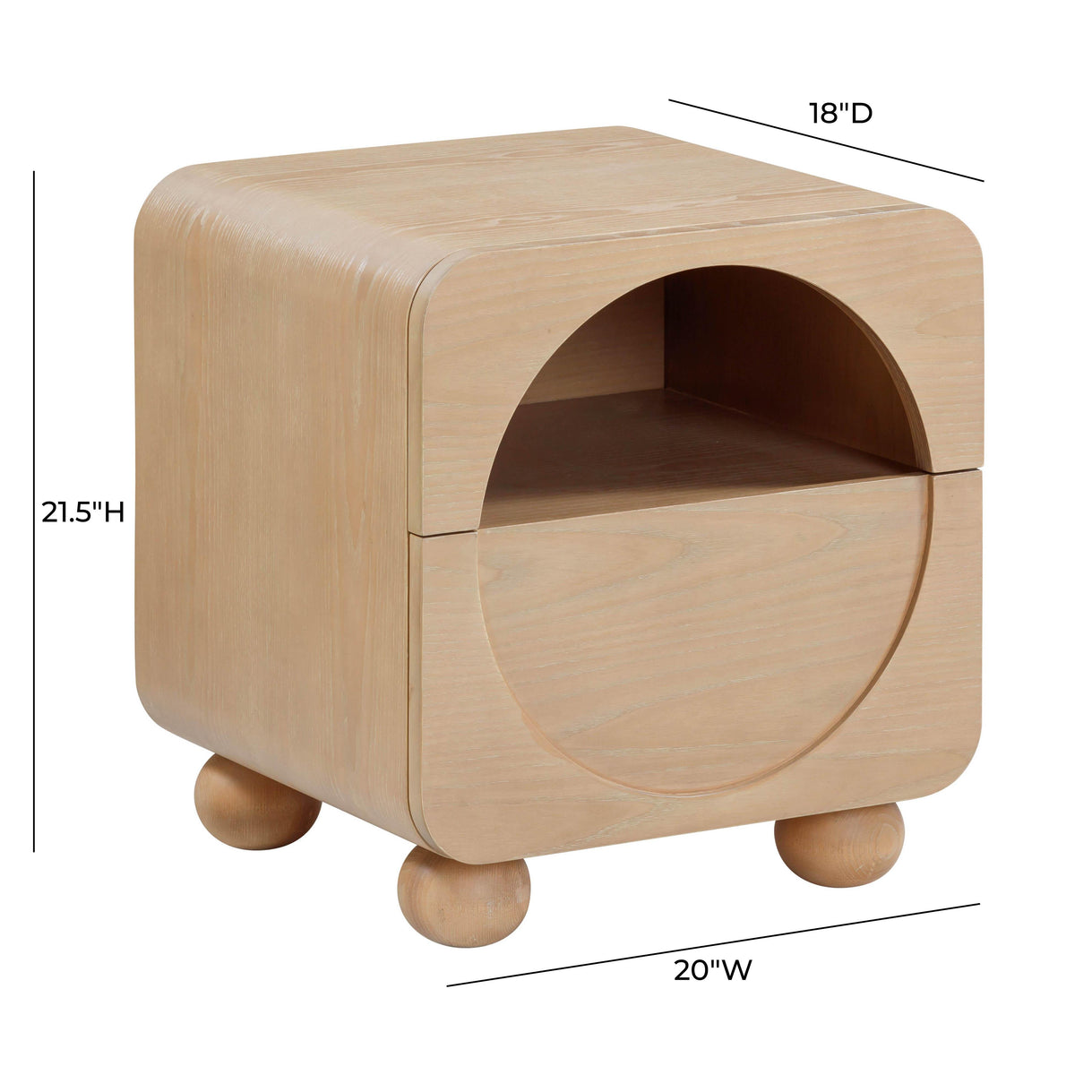 Moonrise Natural Ash Nightstand with Drawer