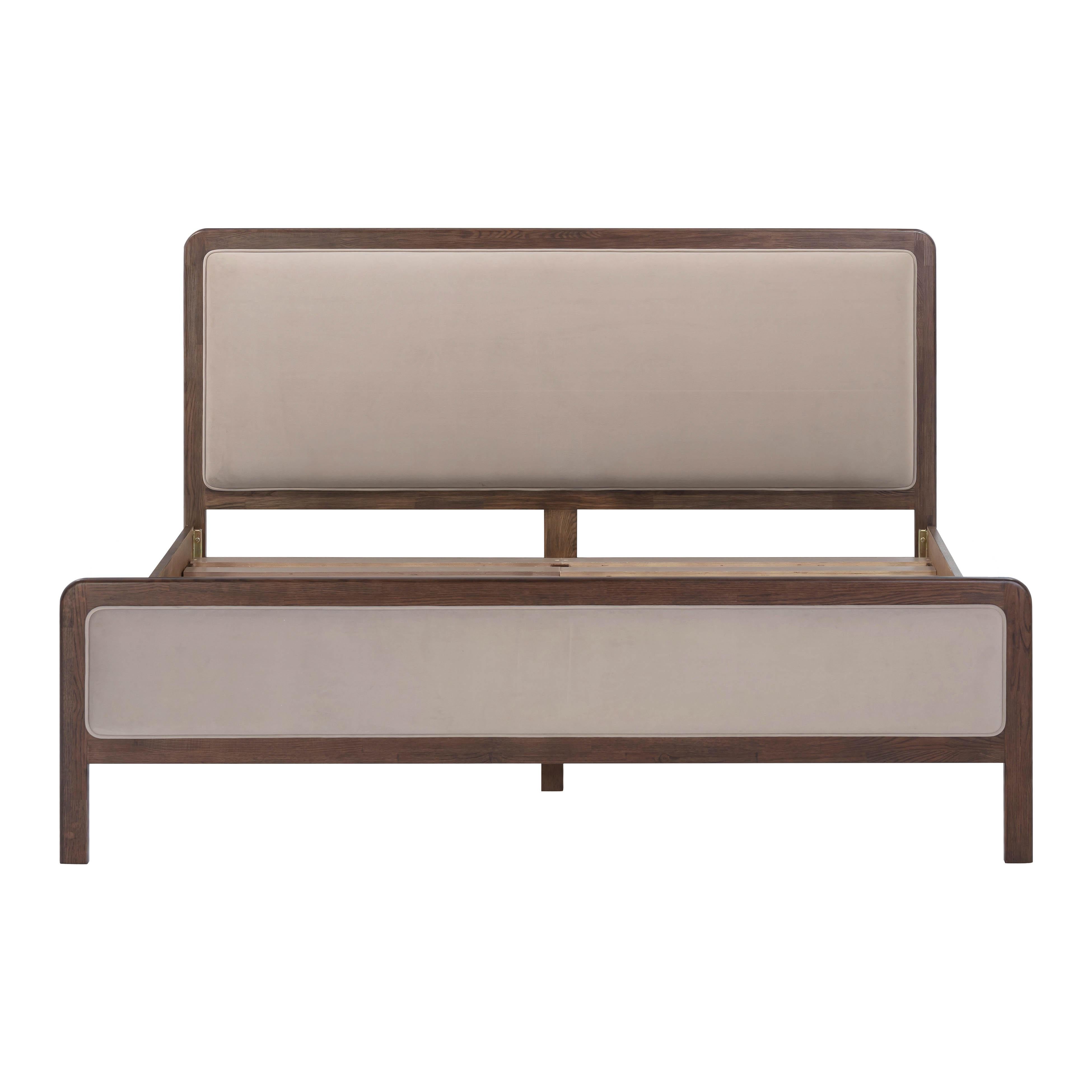 Hella Contract-Grade Velvet and Ash Wood Bed