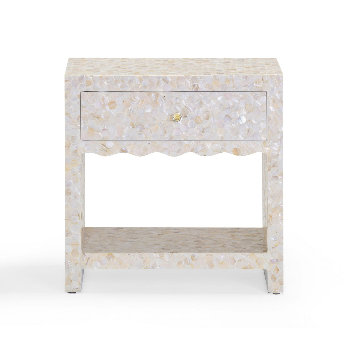 Piara 22" Natural Mother of Pearl Inlaid Nightstand with Drawer