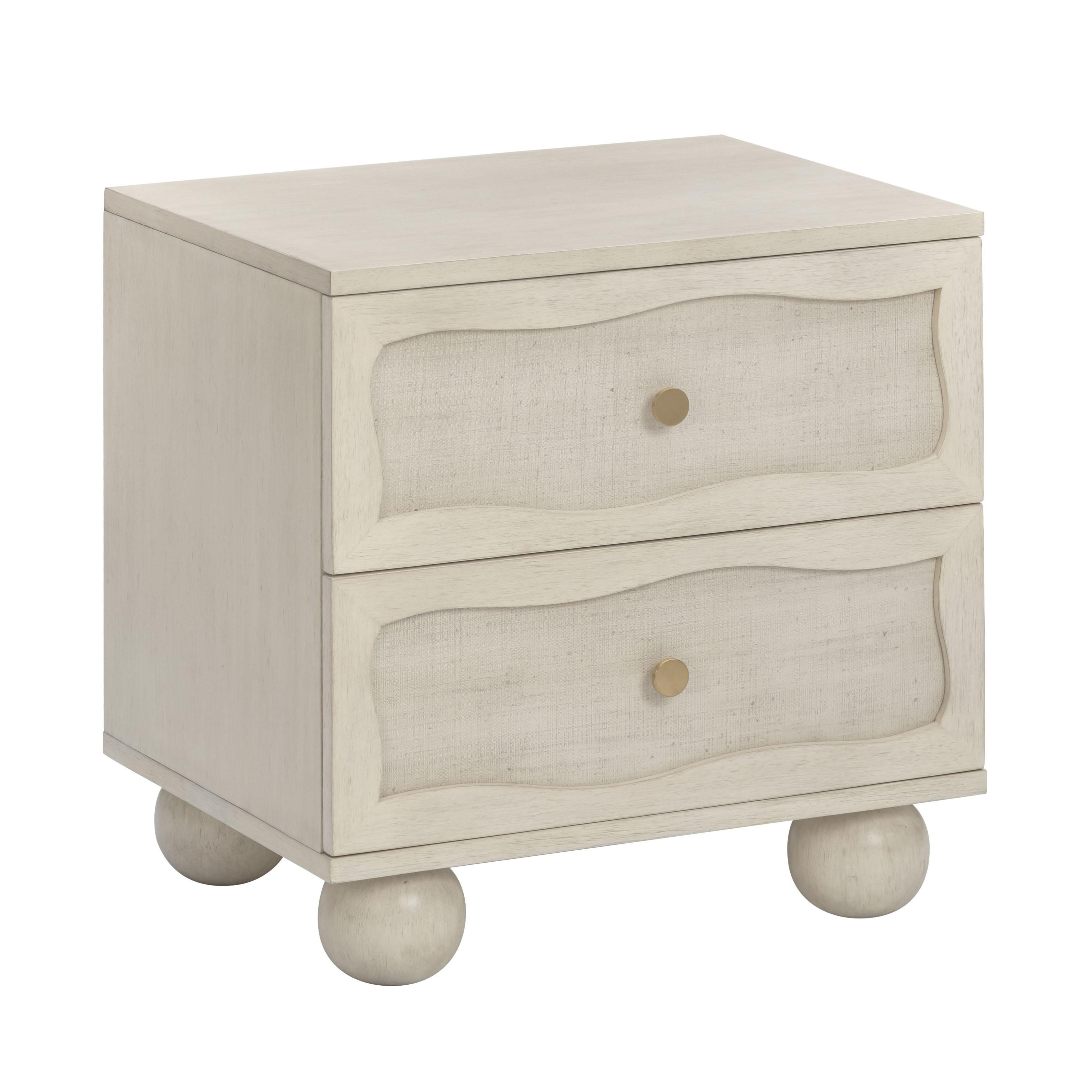 Grappa 22" Wood and Raffia Wavy 2-Drawer Nightstand