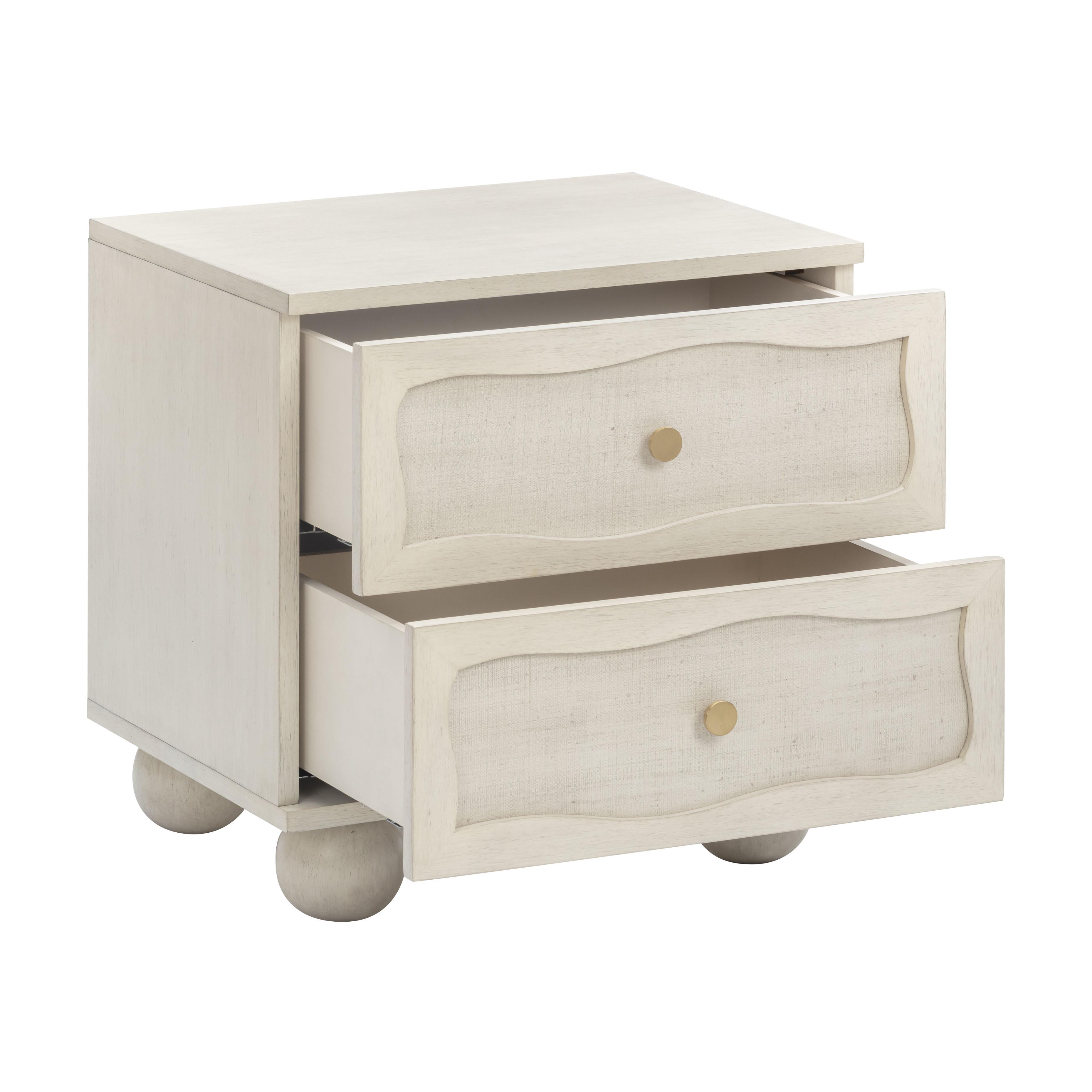 Grappa 22" Wood and Raffia Wavy 2-Drawer Nightstand