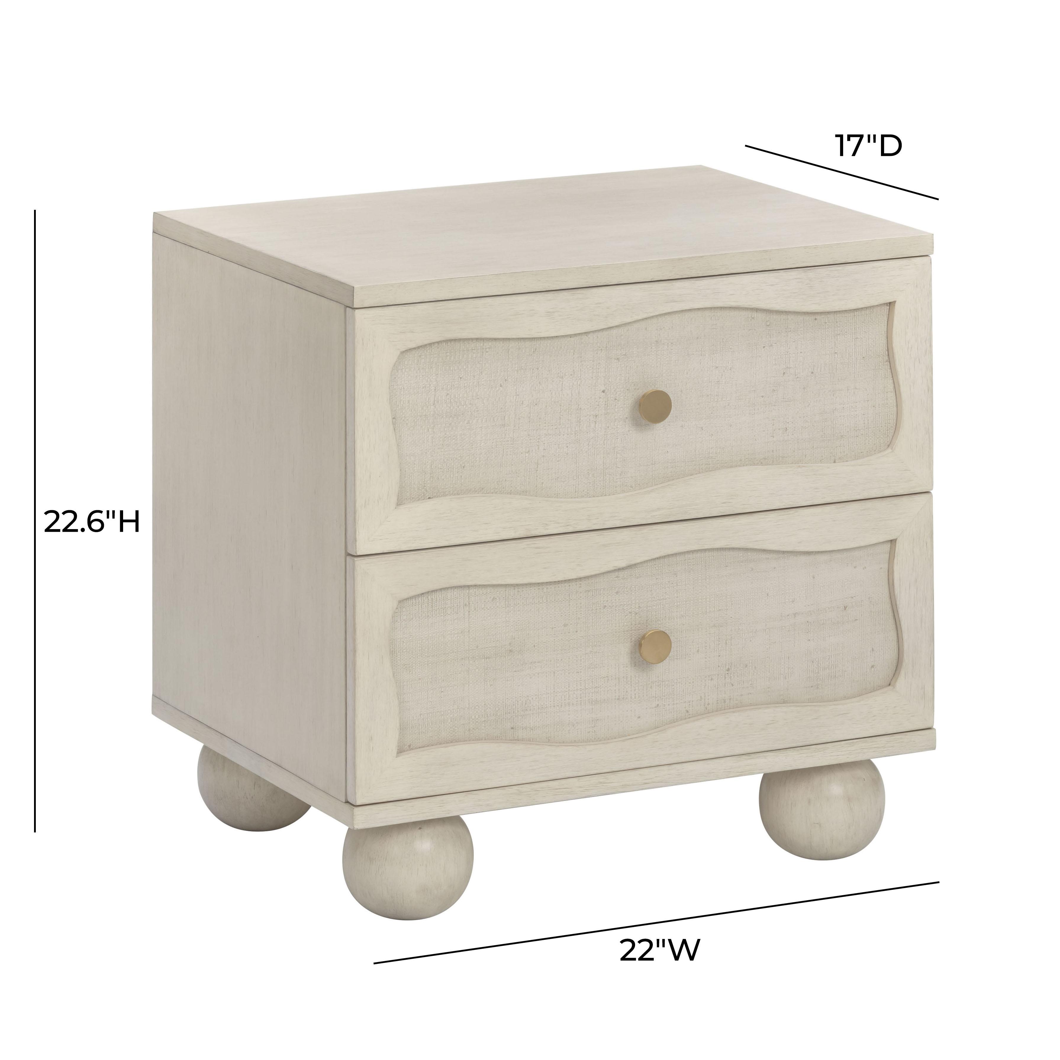 Grappa 22" Wood and Raffia Wavy 2-Drawer Nightstand
