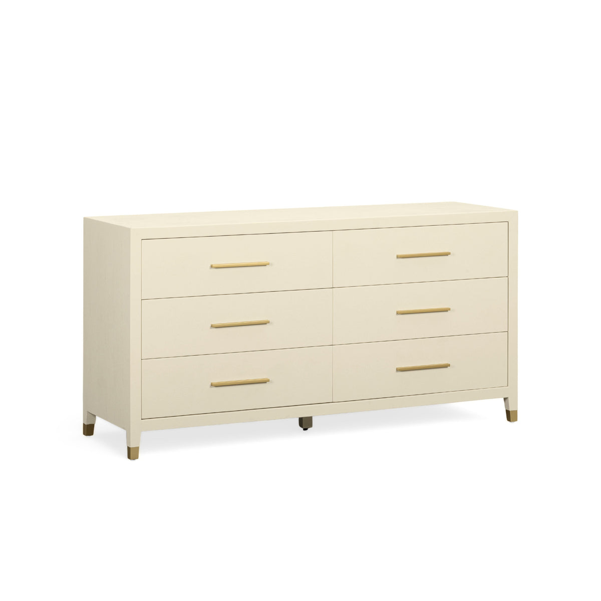 Dani 62" Cream Faux Shagreen 6-Drawer Dresser