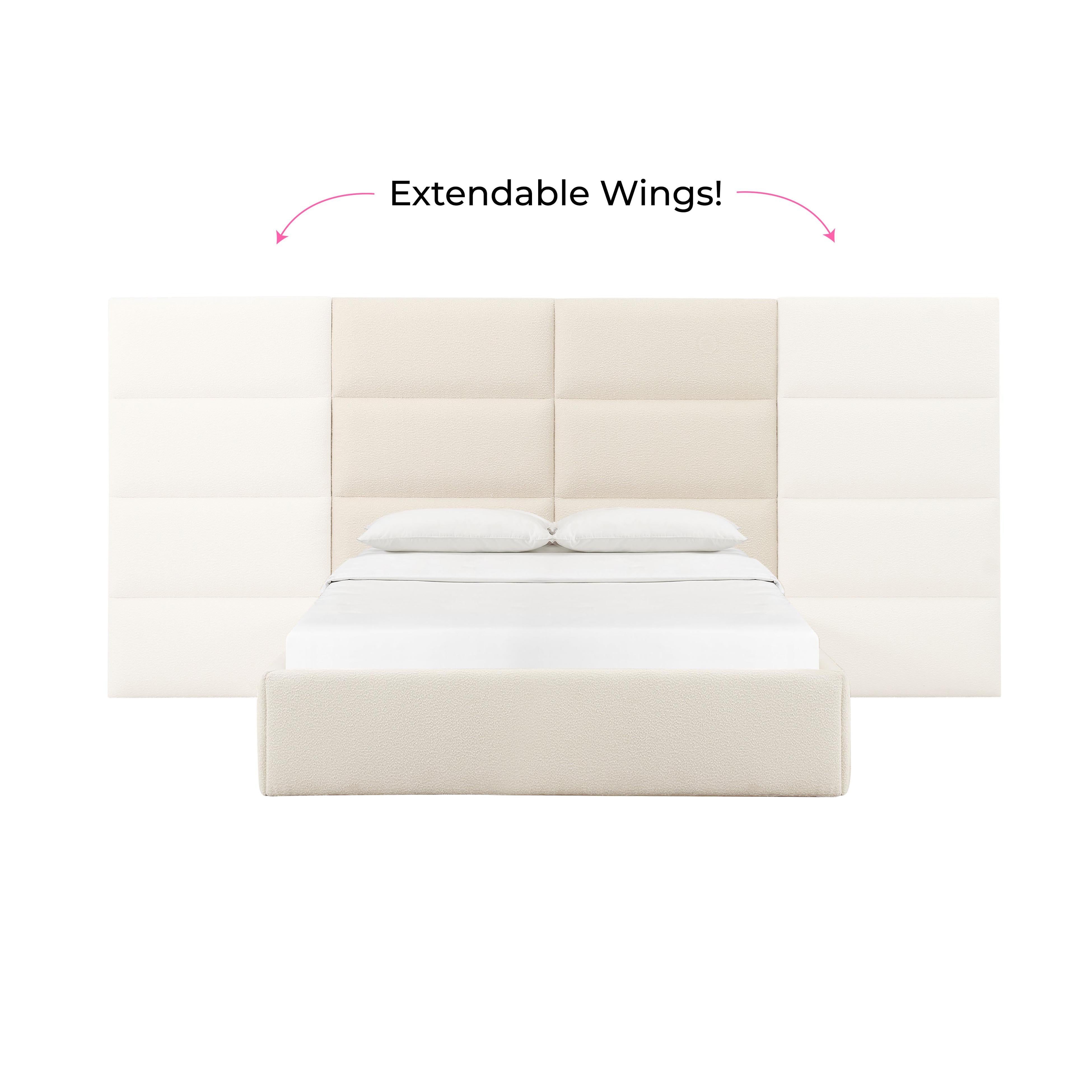 Eliana Cream Performance Boucle Headboard Wings