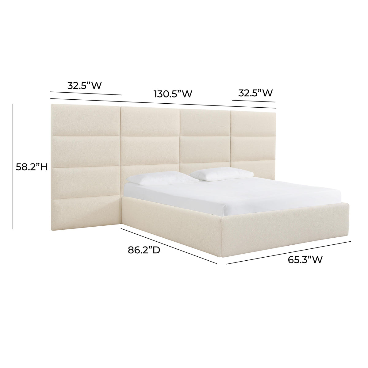 Eliana Cream Performance Boucle Headboard Wings