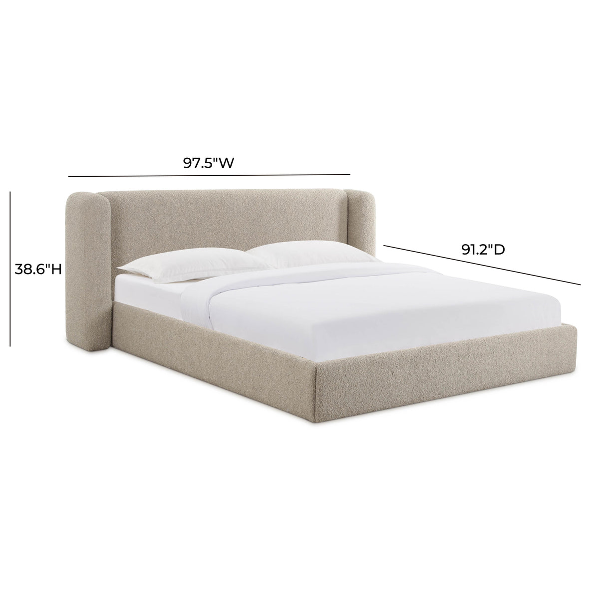 Babette Tan Contract-Grade Boucle Bed by TOV Furniture