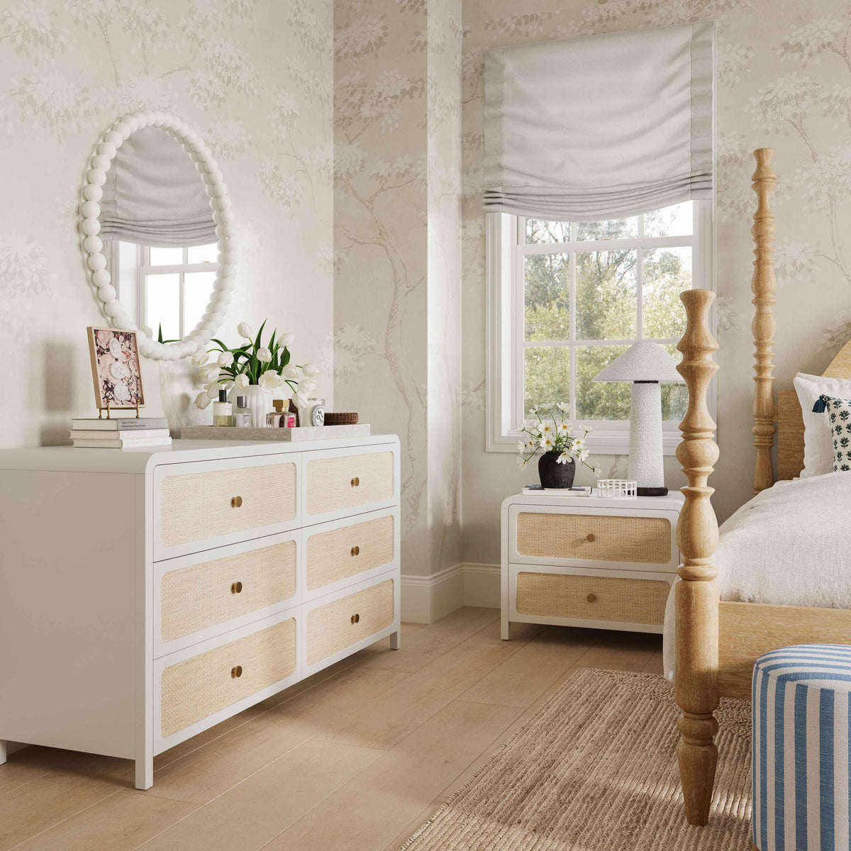 Patty 28" Rattan 2 Drawer Nightstand
