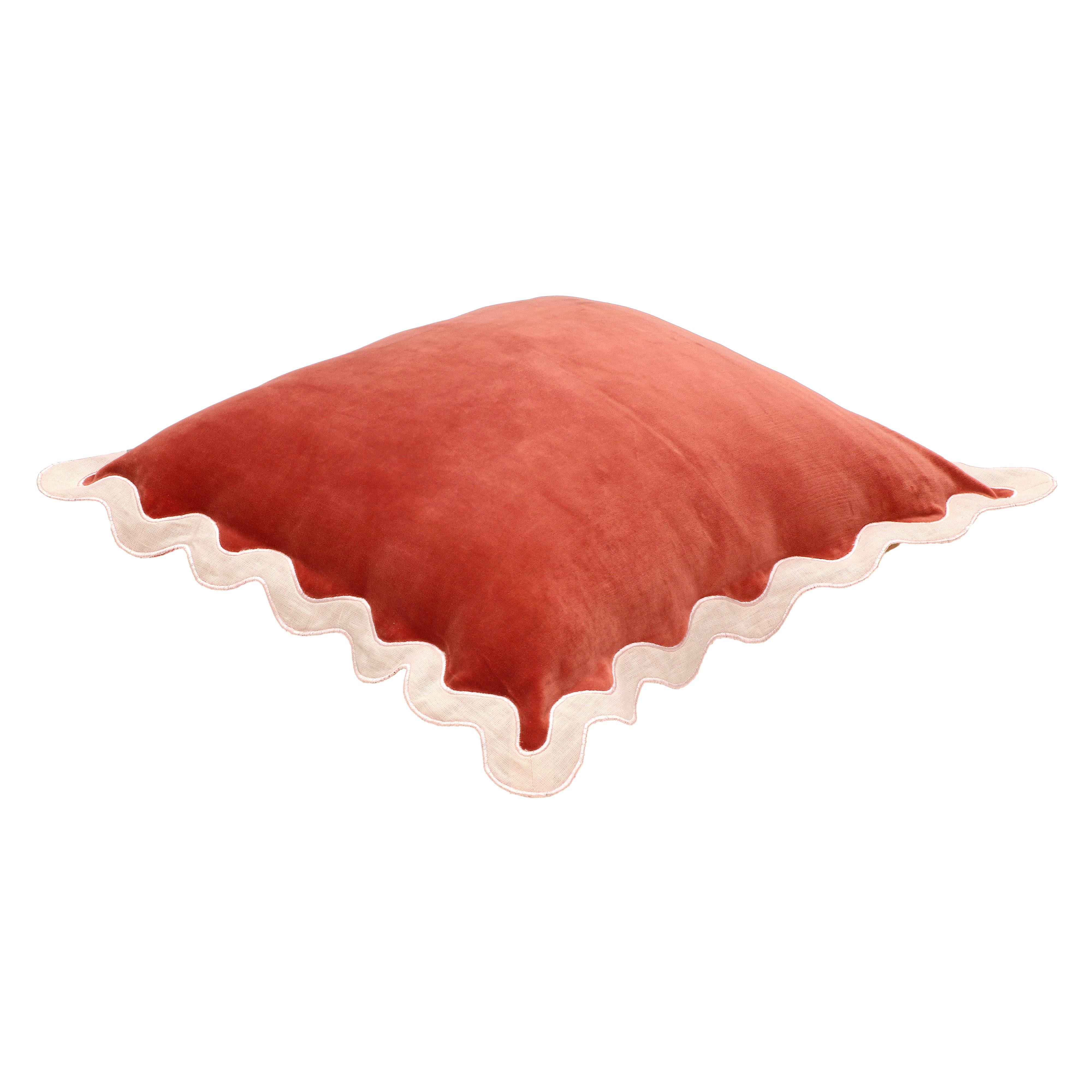 Scalloped Edge 24" Square Throw Pillow Cover