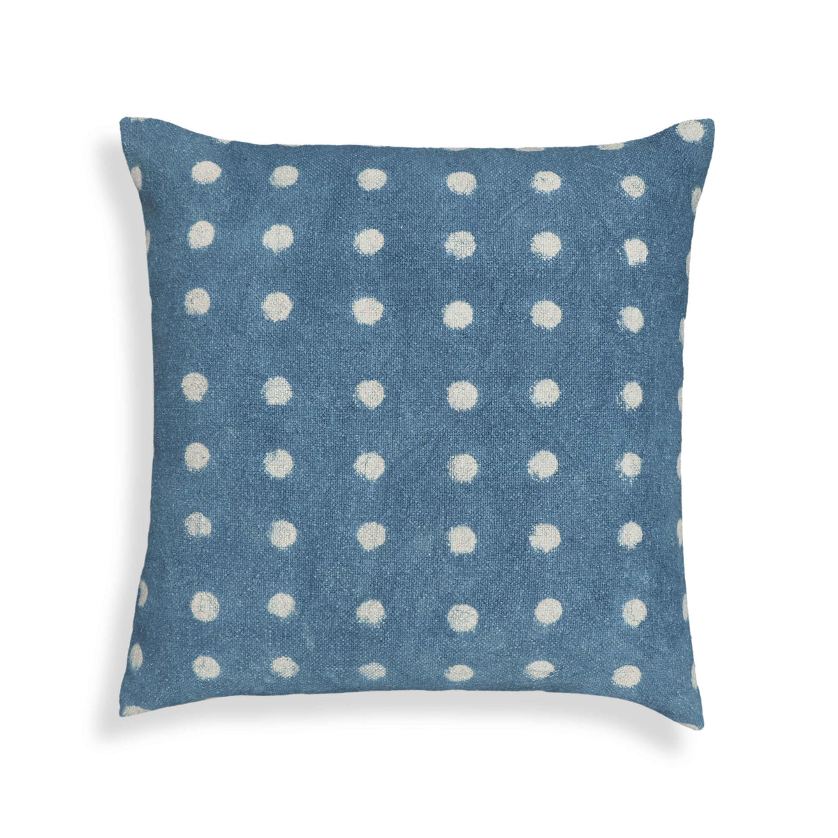 Indigo Dots 20" Cotton Square Throw Pillow Cover