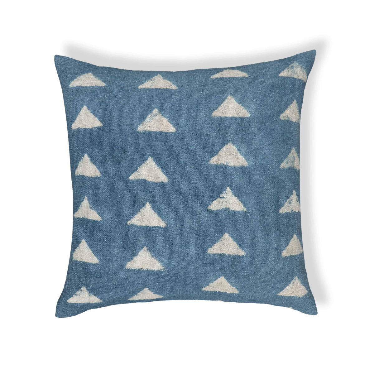 Indigo Triangles 20" Cotton Square Throw Pillow Cover