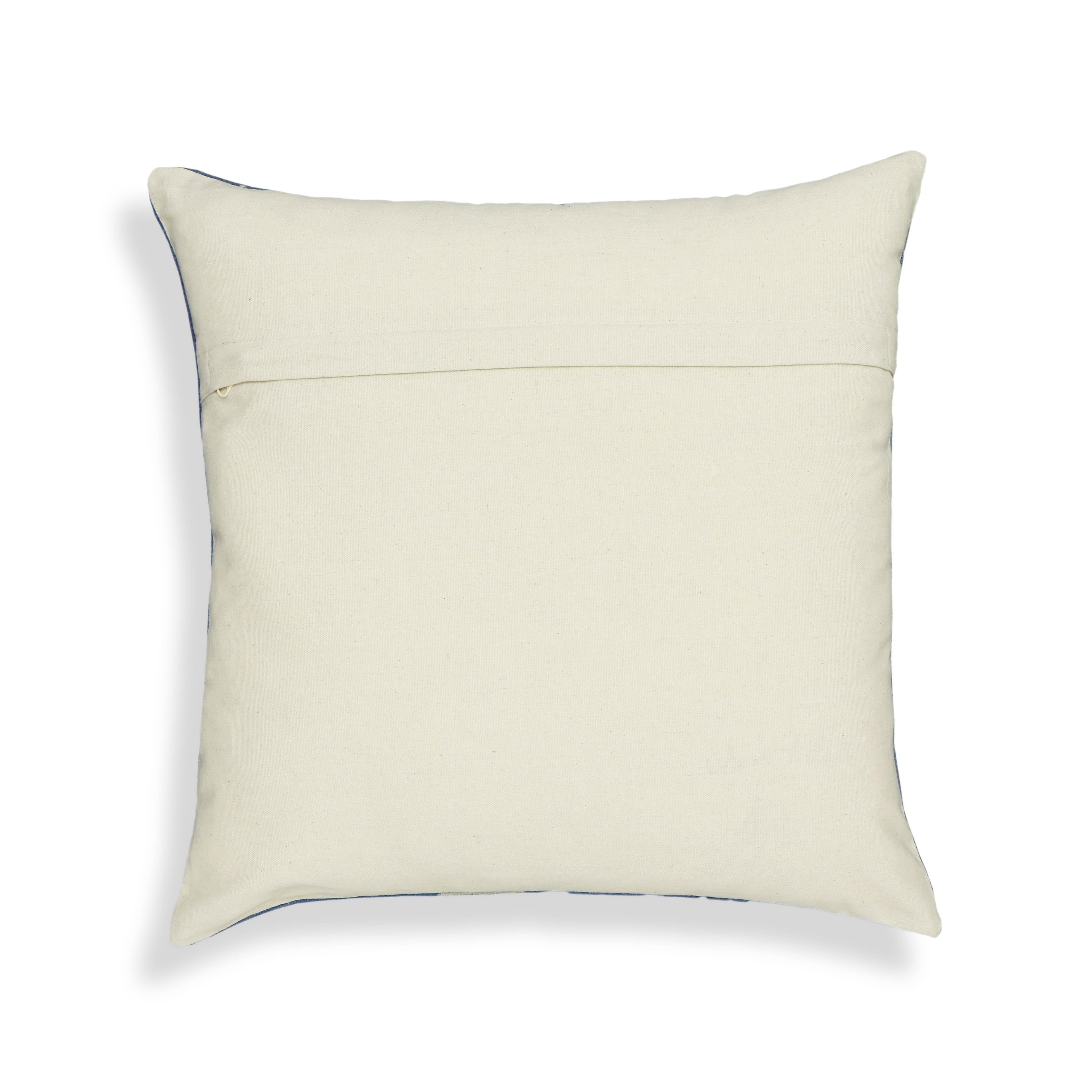 Indigo Triangles 20" Cotton Square Throw Pillow Cover