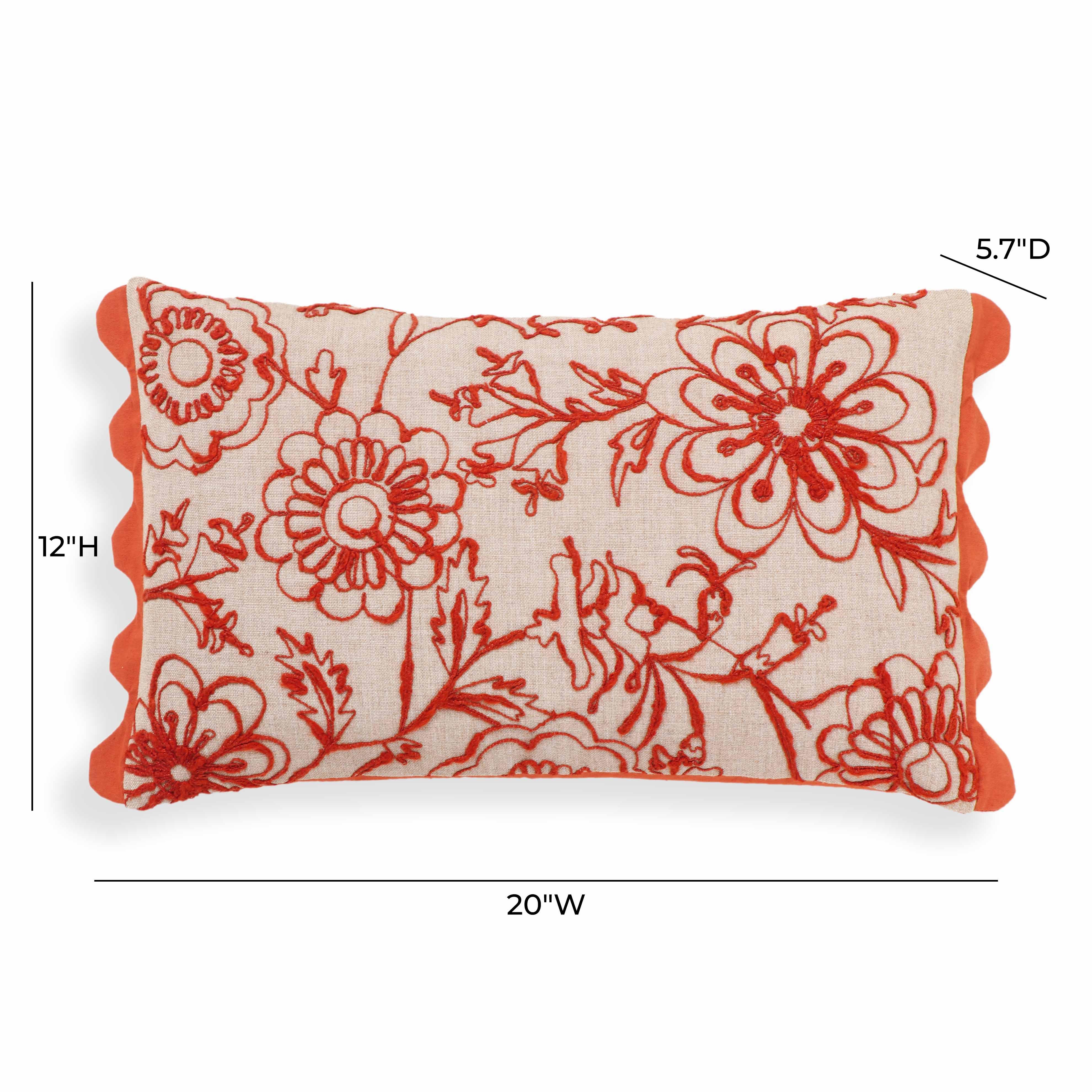 Portia 20"X12" Embroidered Cotton Flex Throw Pillow Cover